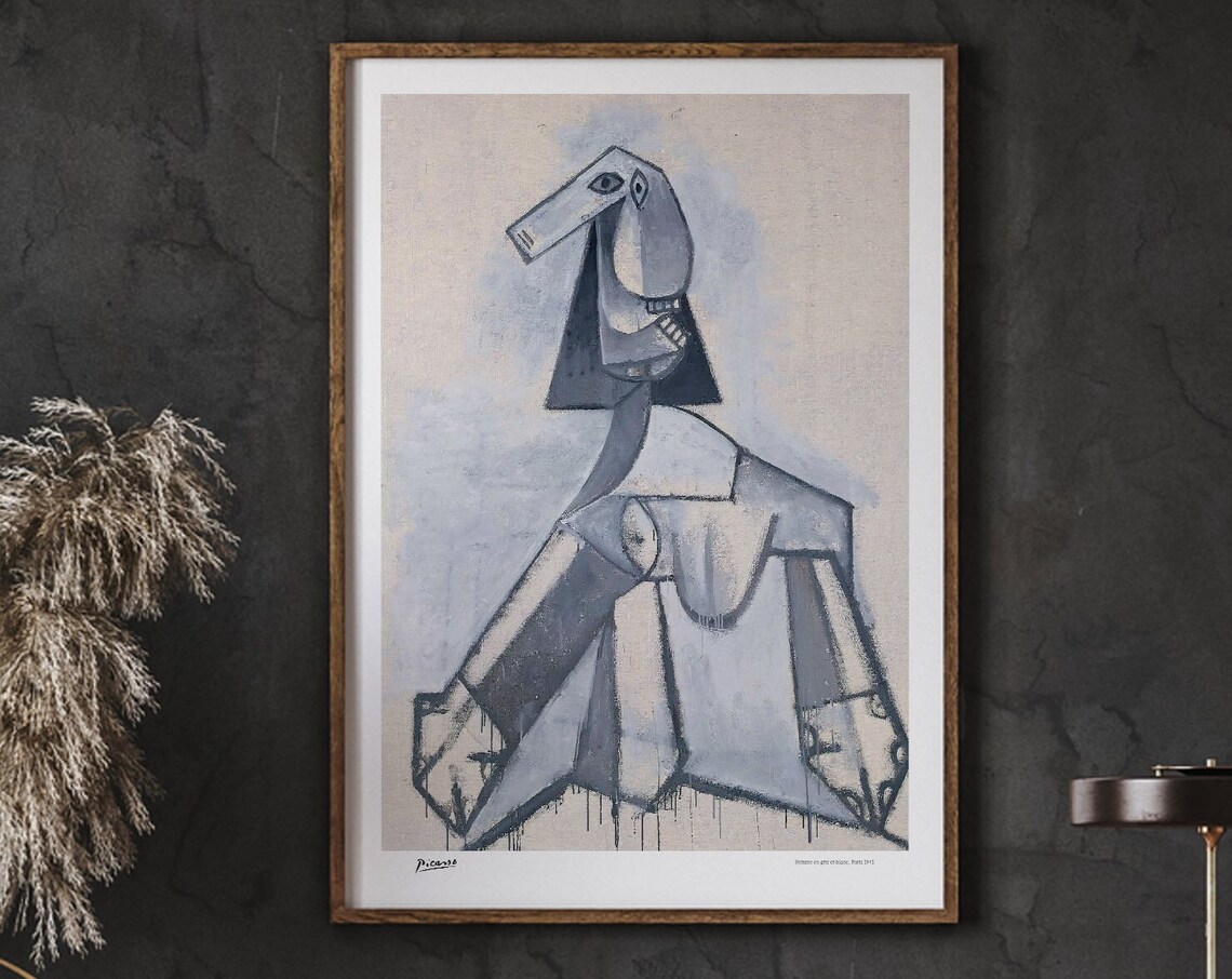 Pablo Picasso Femme En Gris Et Blanc, Poster