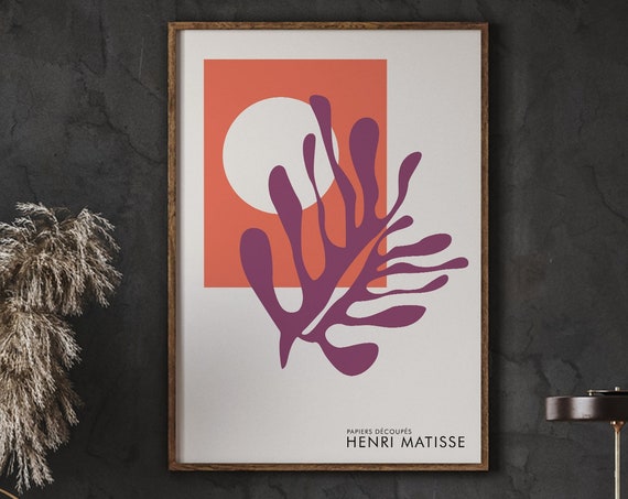 Henri Matisse Cutout Floral Poster Print Orangepurple Minimalist Abstract Instant