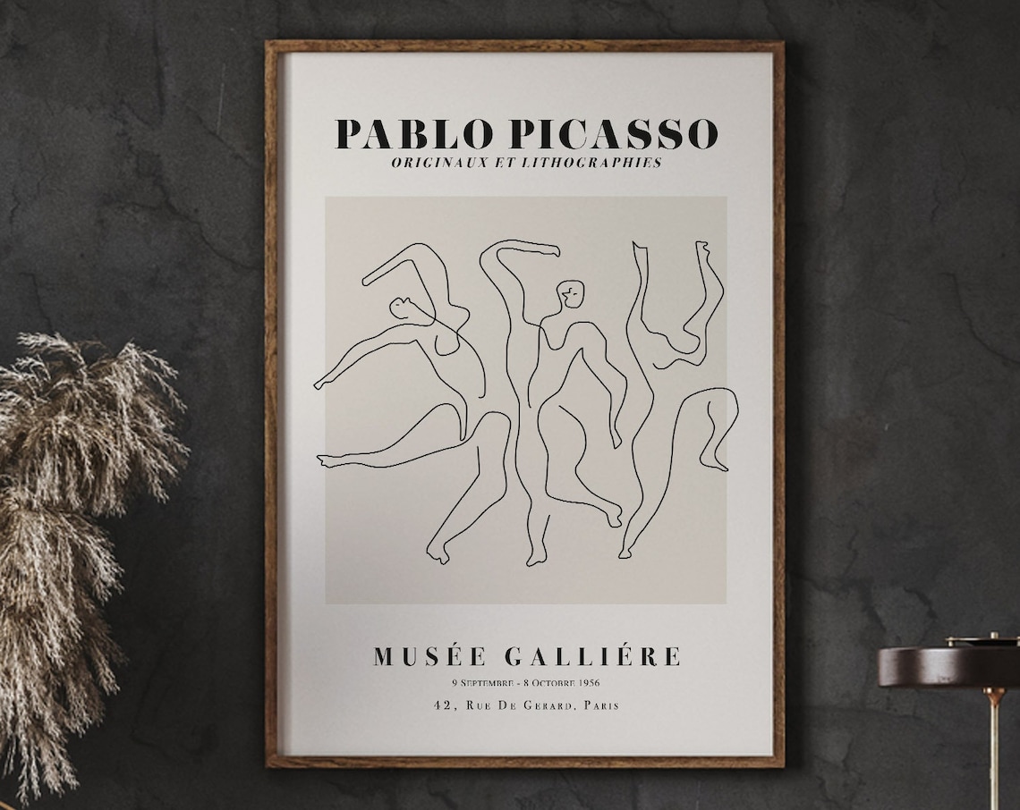 Pablo Picasso Dancers, Minimalist Line Drawing Poster
