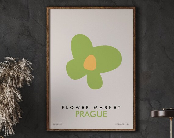 Prague Flower Market Abstract Green Flower Minimalist Poster