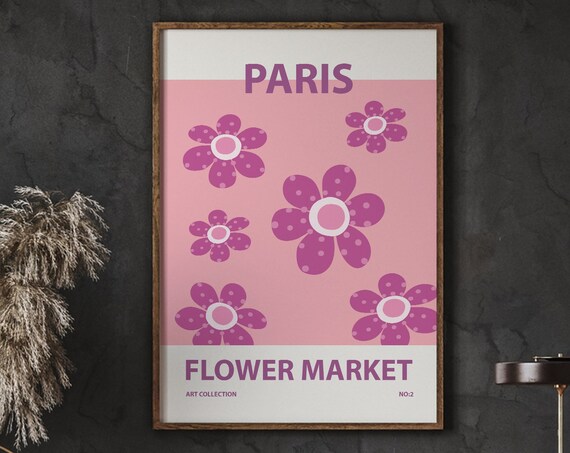 Paris Flower Market Premium Poster Wall Florist Interior Decoration Art Minimalist Blossoming Instant