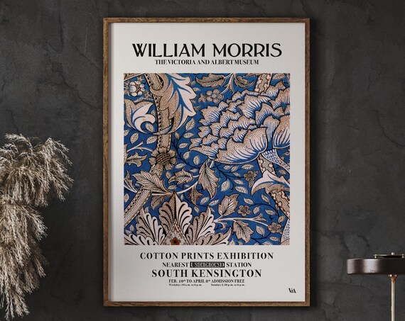 William Morris Exhibition Poster Vintage Wall Art Textiles Victoria And Albert Museum Home Decor Instant