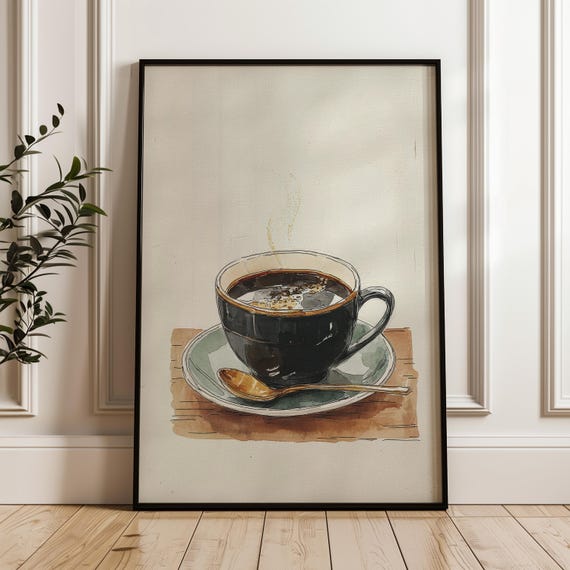 Coffee Art Poster Handdrawn Illustration On Matte Paper
