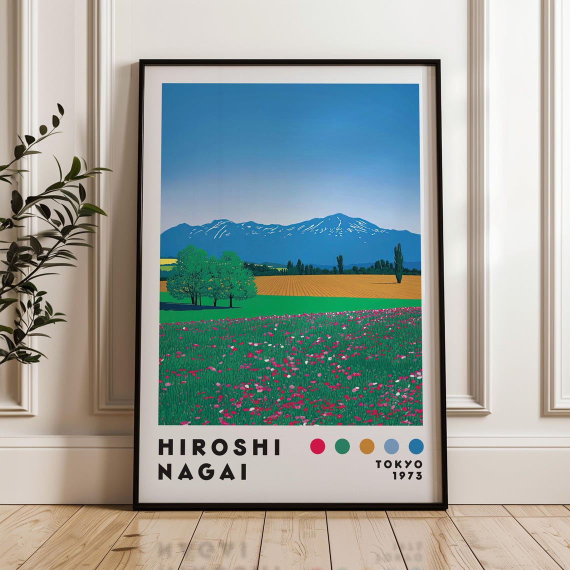 Hiroshi Nagai Flower Field Mountains Spring Meadow Retro Art Poster
