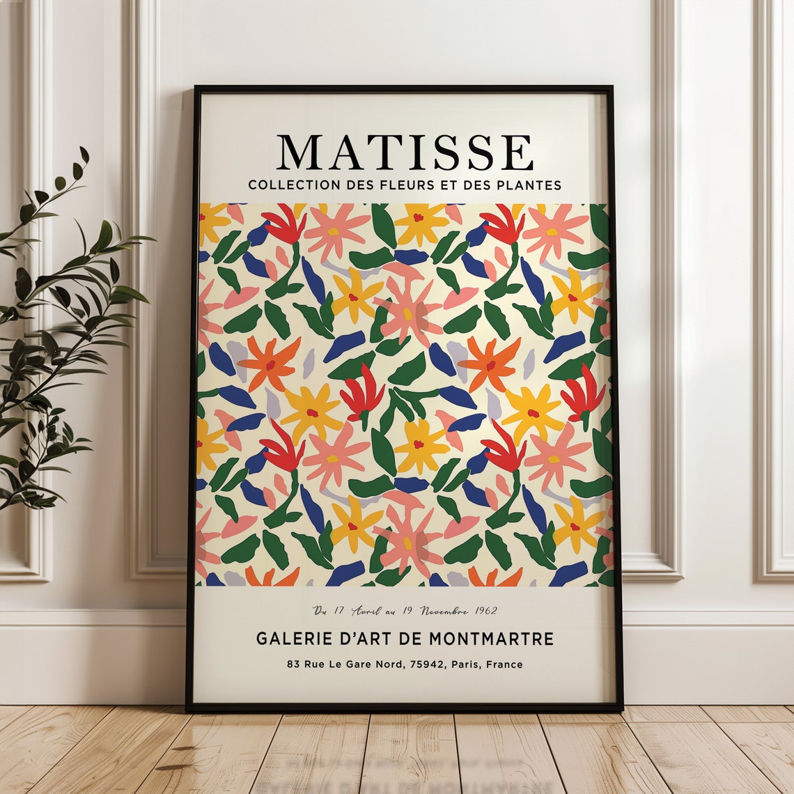 Matisse Floral Exhibition Paris 1962 Cream Daisy Pattern Poster