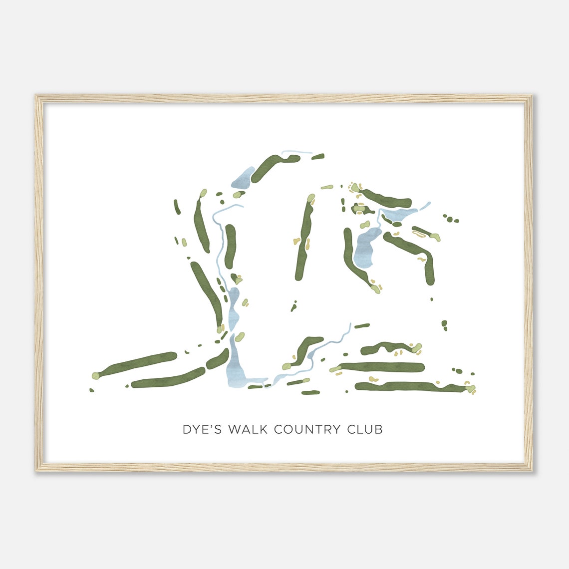 Dye's Walk Country Club Minimalist Watercolor Course Map Poster