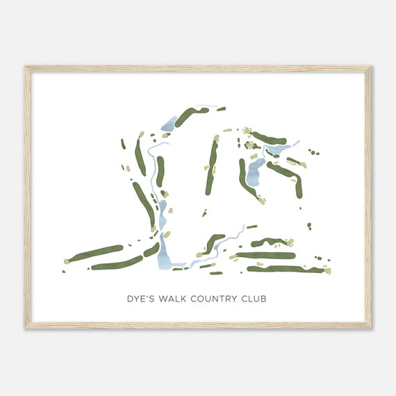 Dyes Walk Country Club Indiana Modern Watercolor Map Golfer Gift Golf Wall Art Golf Poster Print Course Layout