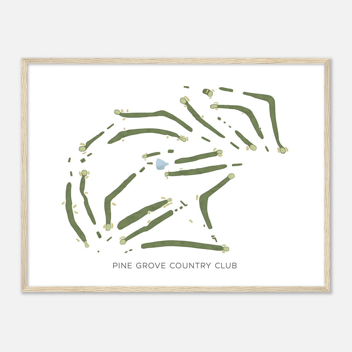 Pine Grove Country Club Modern Minimalist Watercolor Map Poster - Image 2