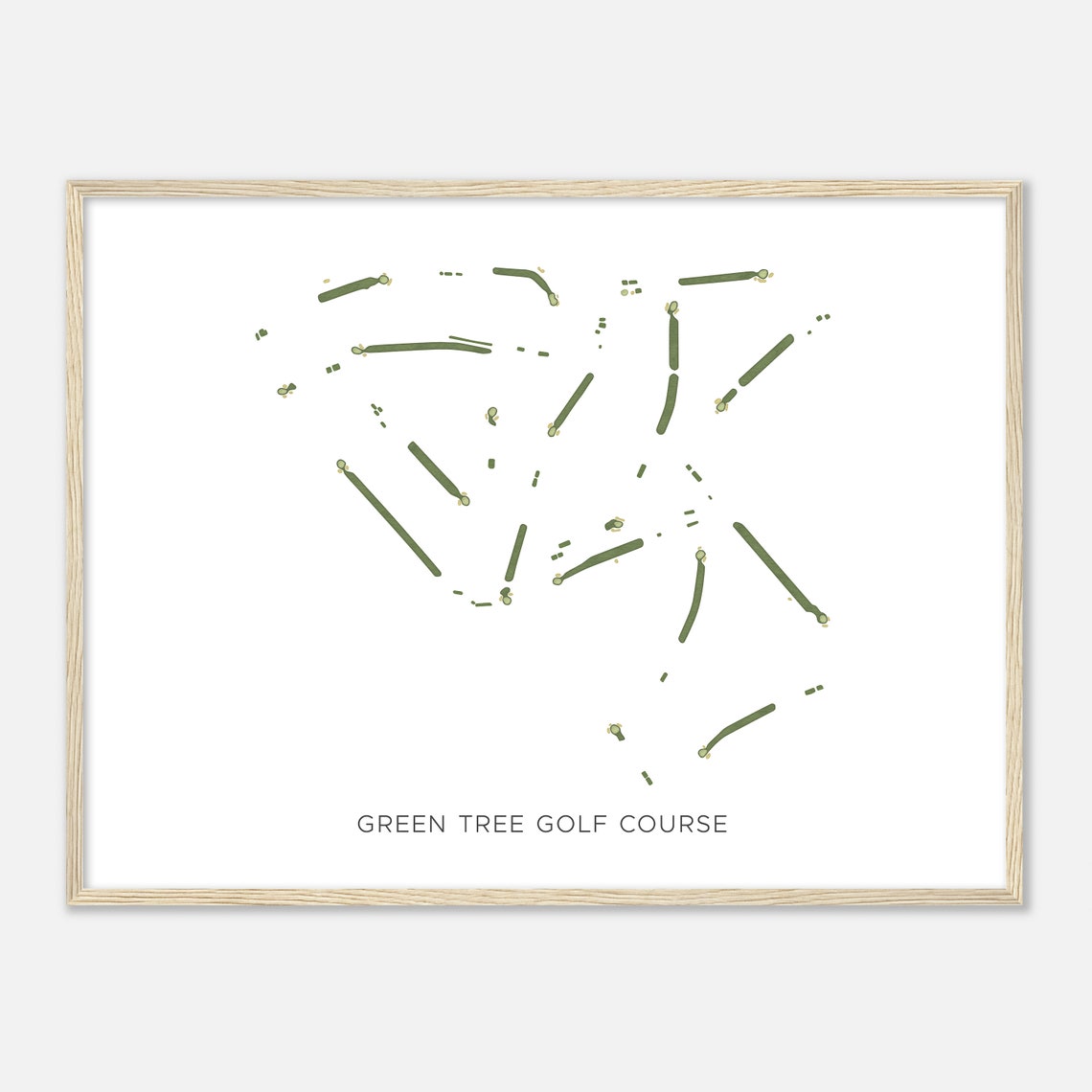 Green Tree Golf Course Minimalist Watercolor Fairway Map Poster