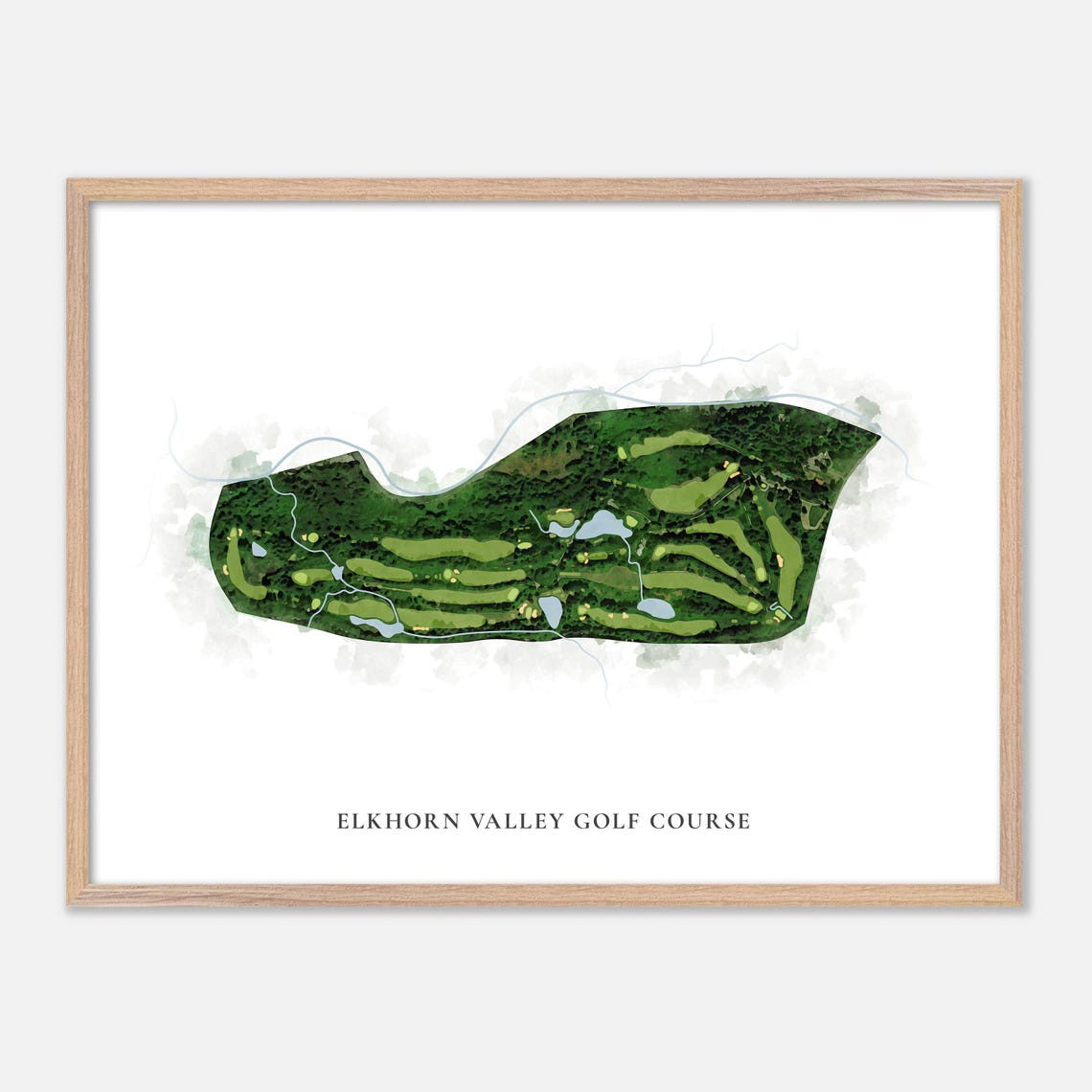 Elkhorn Valley Golf Course Lyons Oregon Watercolor Course Map Poster