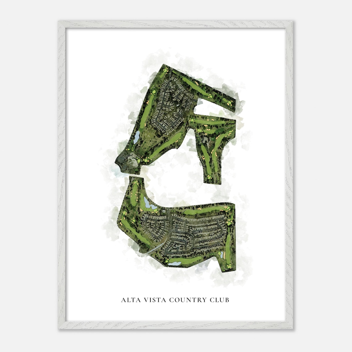 Alta Vista Country Club Placentia California Classic Watercolor Golf Map Poster - Image 2