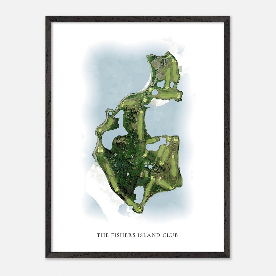 The Fishers Island Club New York Classic Watercolor Map Poster - Image 2