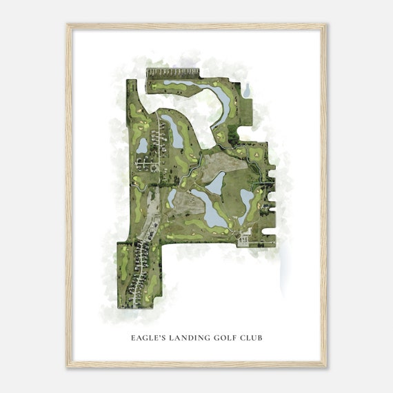 Eagles Landing Golf Club Ohio Classic Watercolor Map Golfer Gift Golf Wall Art Golf Poster Print Course Layout