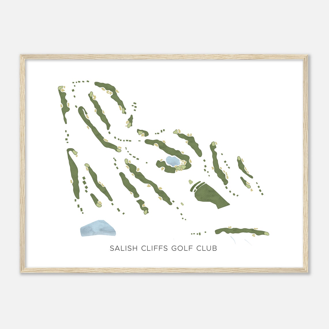 Salish Cliffs Golf Club Watercolor Map Golfer Gift Poster Art