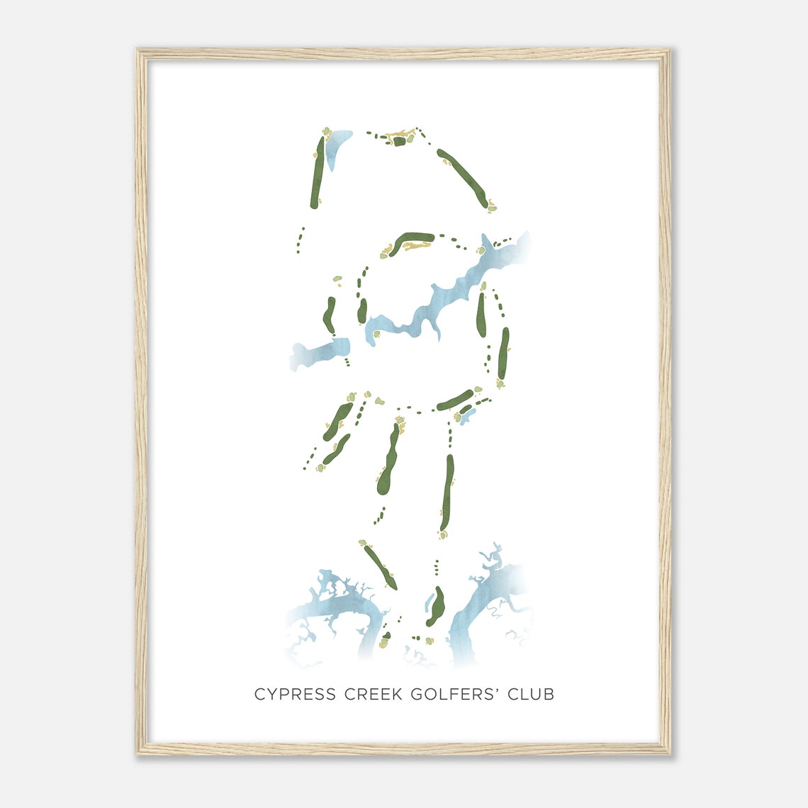 Cypress Creek Golfers Club Minimalist Golf Course Map Poster - Image 2