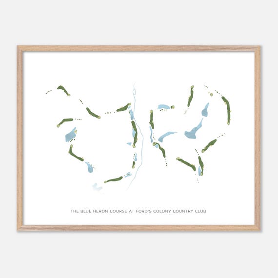 The Blue Heron Course At Fords Colony Country Club In Williamsburg Virginia Modern Watercolor Map Golfer Gift Golf Wall Art