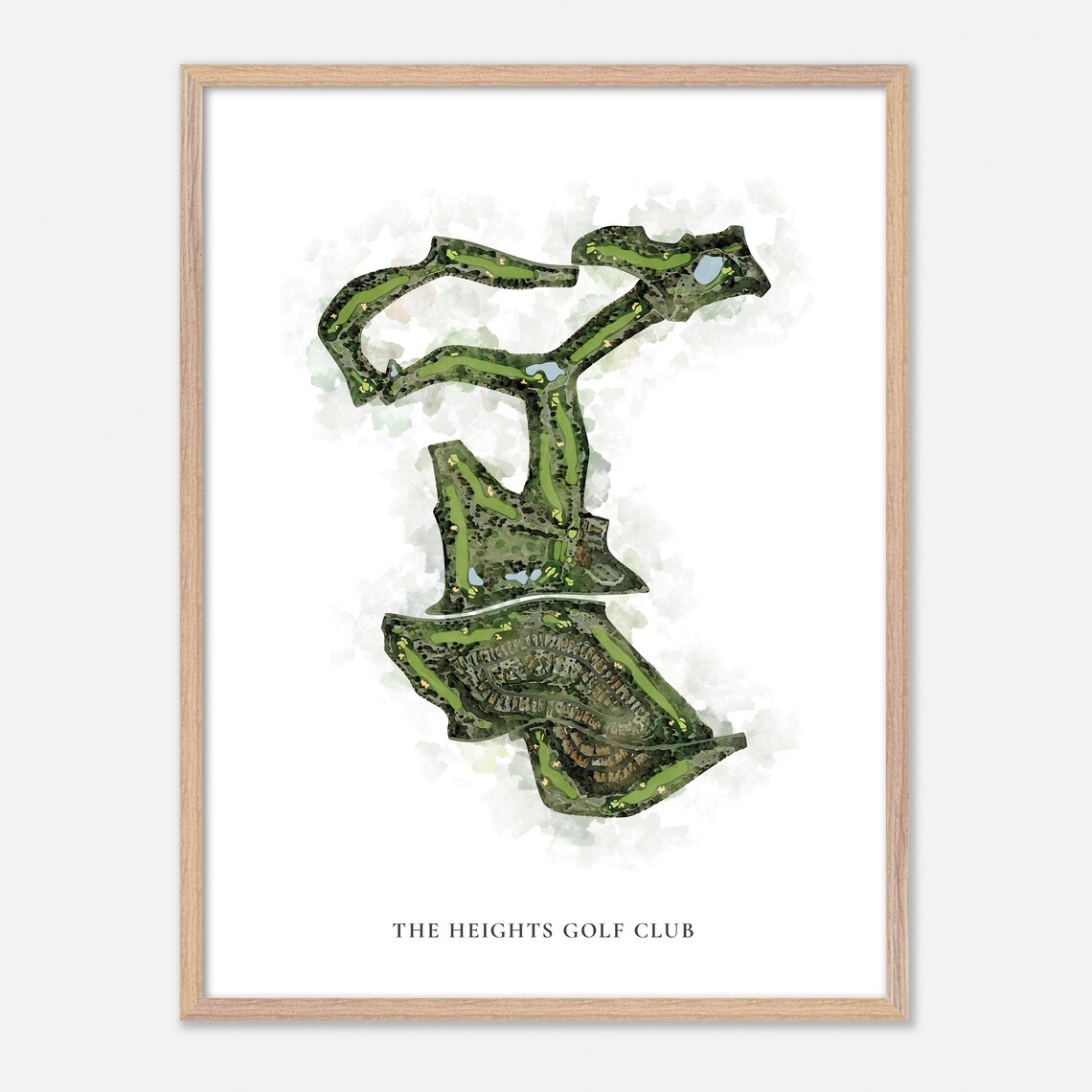 The Heights Golf Club Classic Aerial Watercolor Map Art Poster - Image 2