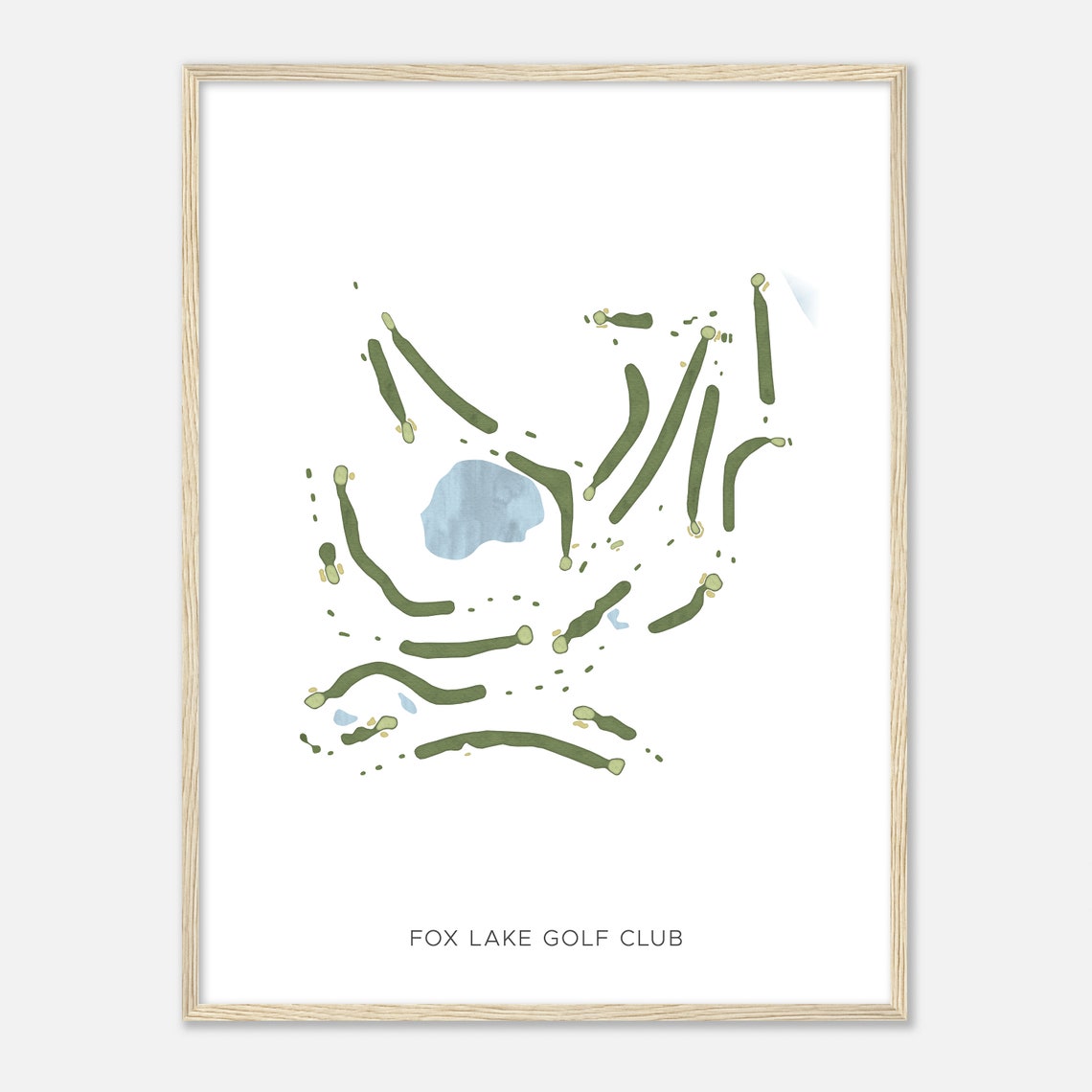 Fox Lake Golf Club Wisconsin Modern Watercolor Golf Course Map Poster