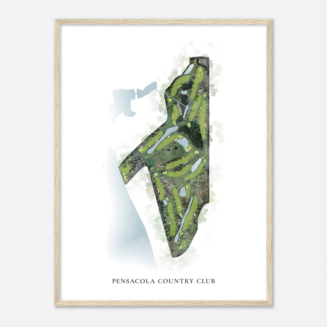 Pensacola Country Club Full Color Watercolor Course Map Art Poster - Image 2
