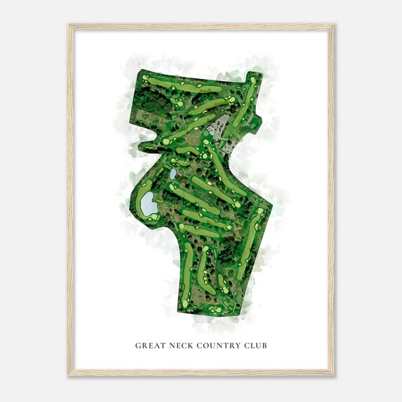 Great Neck Country Club Connecticut Classic Watercolor Map Golfer Gift Golf Wall Art Golf Poster Print Course Layout