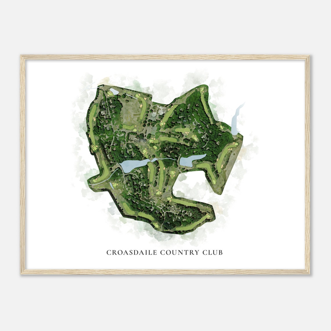 Croasdaile Country Club Golf Course Aerial Map Watercolor Poster