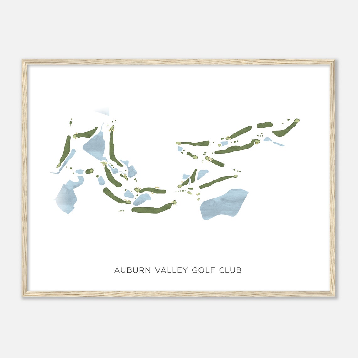 Auburn Valley Golf Club California Watercolor Course Map Poster - Image 2