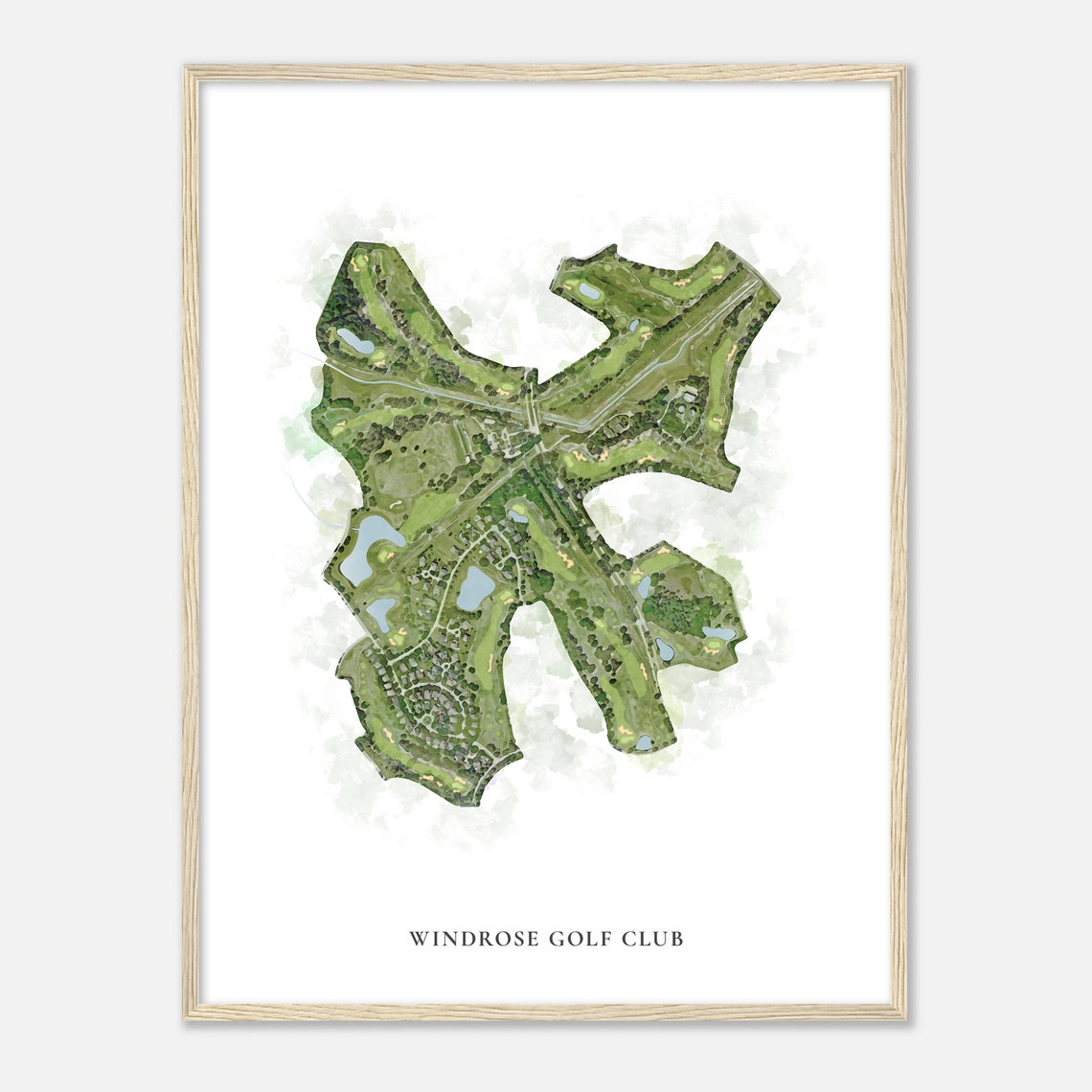 Windrose Golf Club Texas Classic Watercolor Course Map Poster
