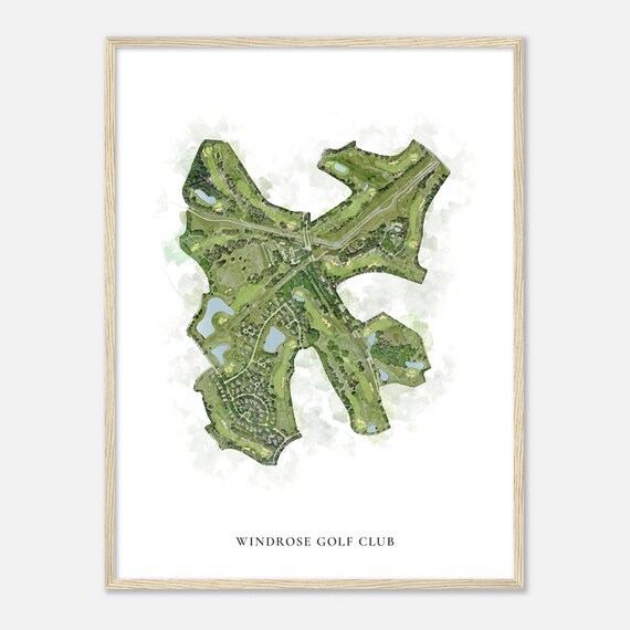 Windrose Golf Club Texas Classic Watercolor Course Map Poster