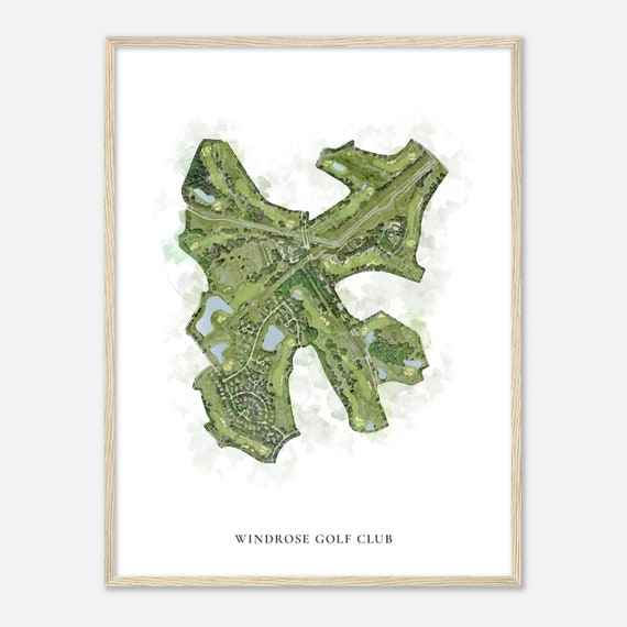 Windrose Golf Club Texas Classic Watercolor Map Golfer Gift Golf Wall Art Golf Poster Print Course Layout