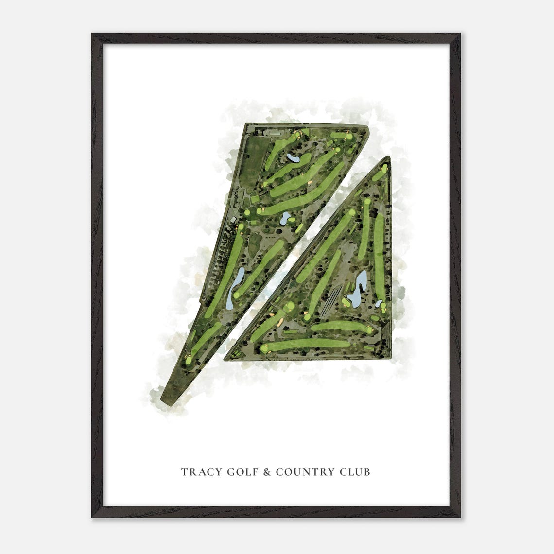 Tracy Golf and Country Club Classic Watercolor Course Map Poster - Image 3