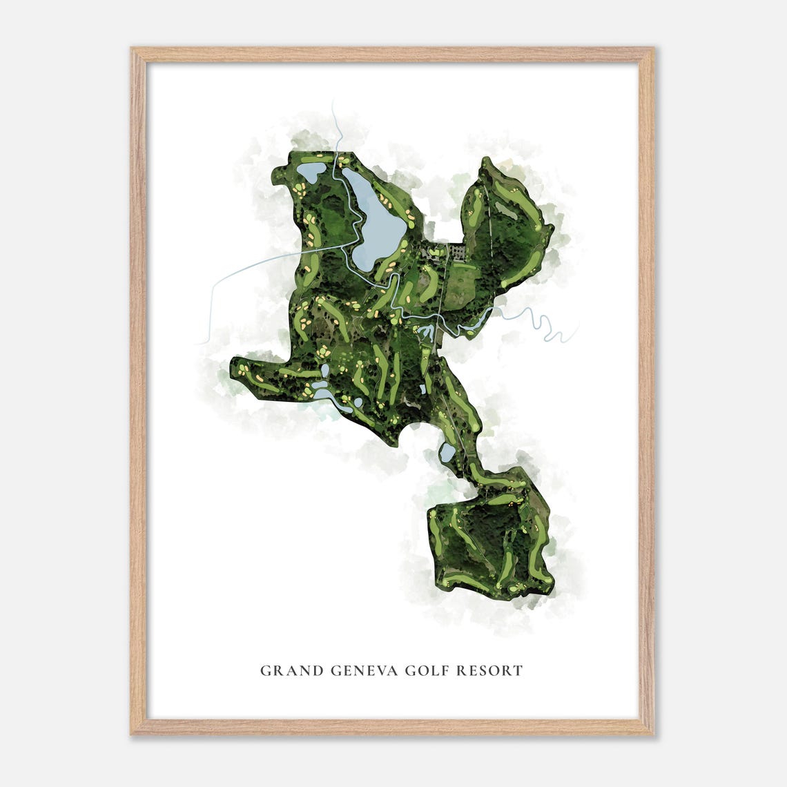 Grand Geneva Golf Resort Watercolor Aerial Golf Course Map Poster - Image 2