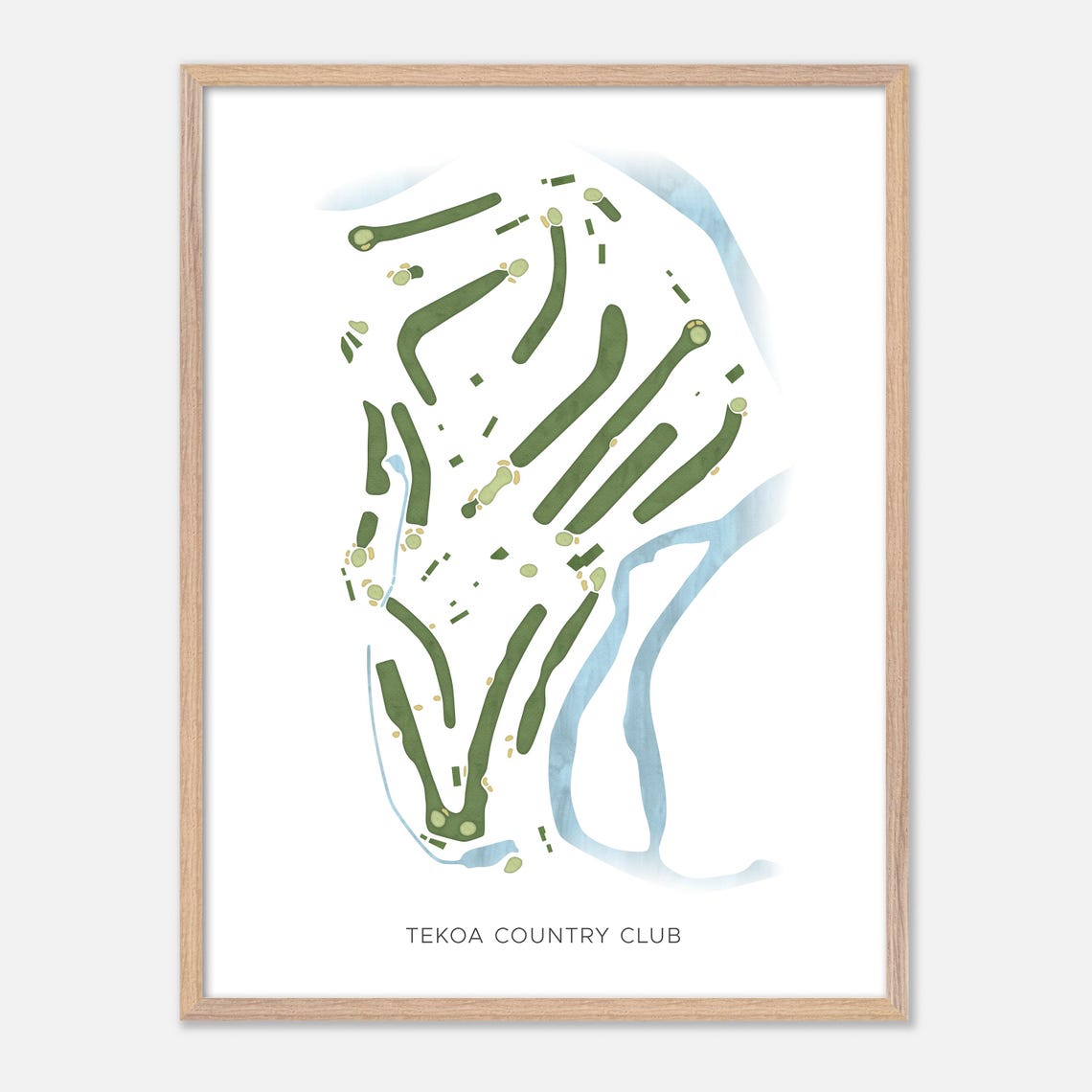 Tekoa Country Club Modern Minimalist Watercolor Golf Map Poster - Image 6