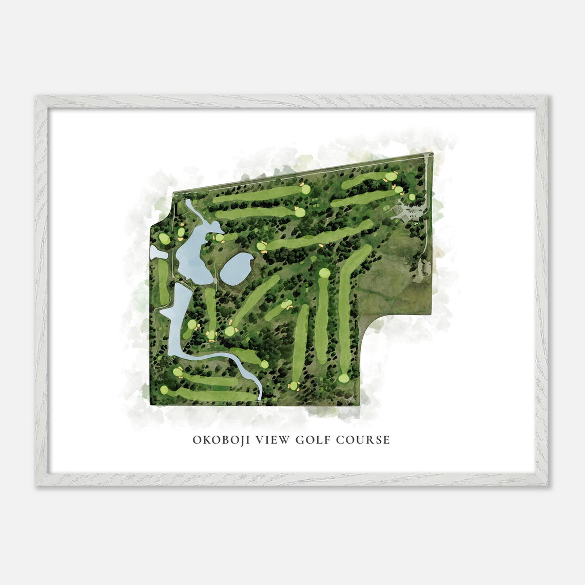 Okoboji View Golf Course Classic Aerial Watercolor Map Poster - Image 4