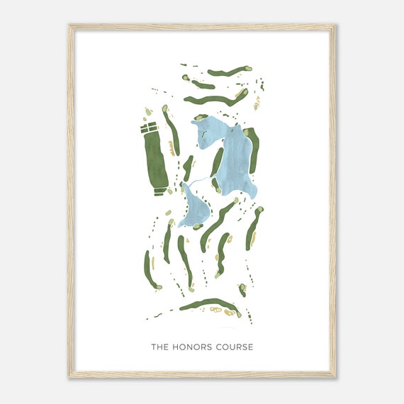 The Honors Course Tennessee Modern Watercolor Map Golfer Gift Golf Wall Art Golf Poster Print Course Layout