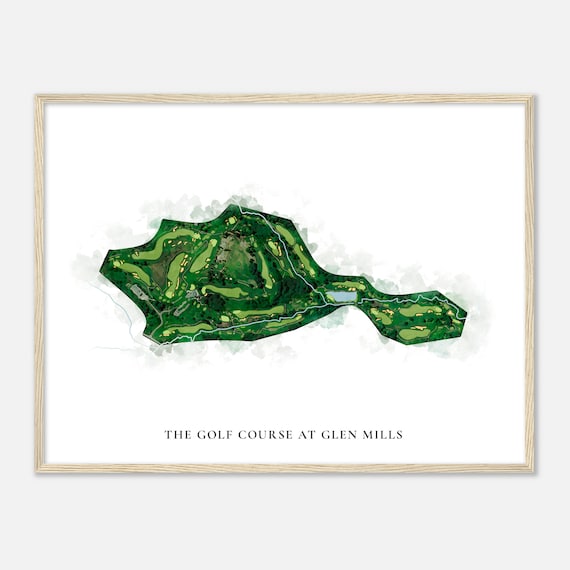 The Golf Course At Glen Mills Pennsylvania Classic Watercolor Map Golfer Gift Golf Wall Art Golf Poster Print Course Layout