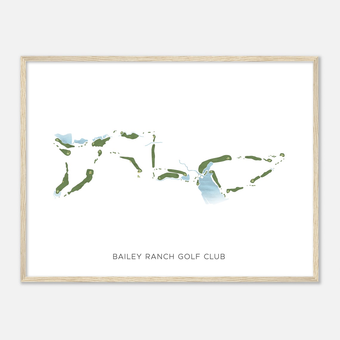 Bailey Ranch Golf Club Oklahoma Modern Watercolor Course Map Poster