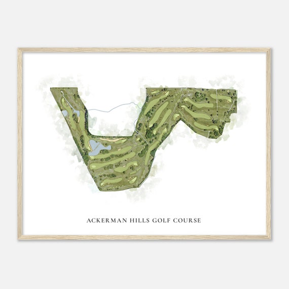 Ackerman Hills Golf Course Indiana Classic Watercolor Map Golfer Gift Golf Wall Art Golf Poster Print Course Layout