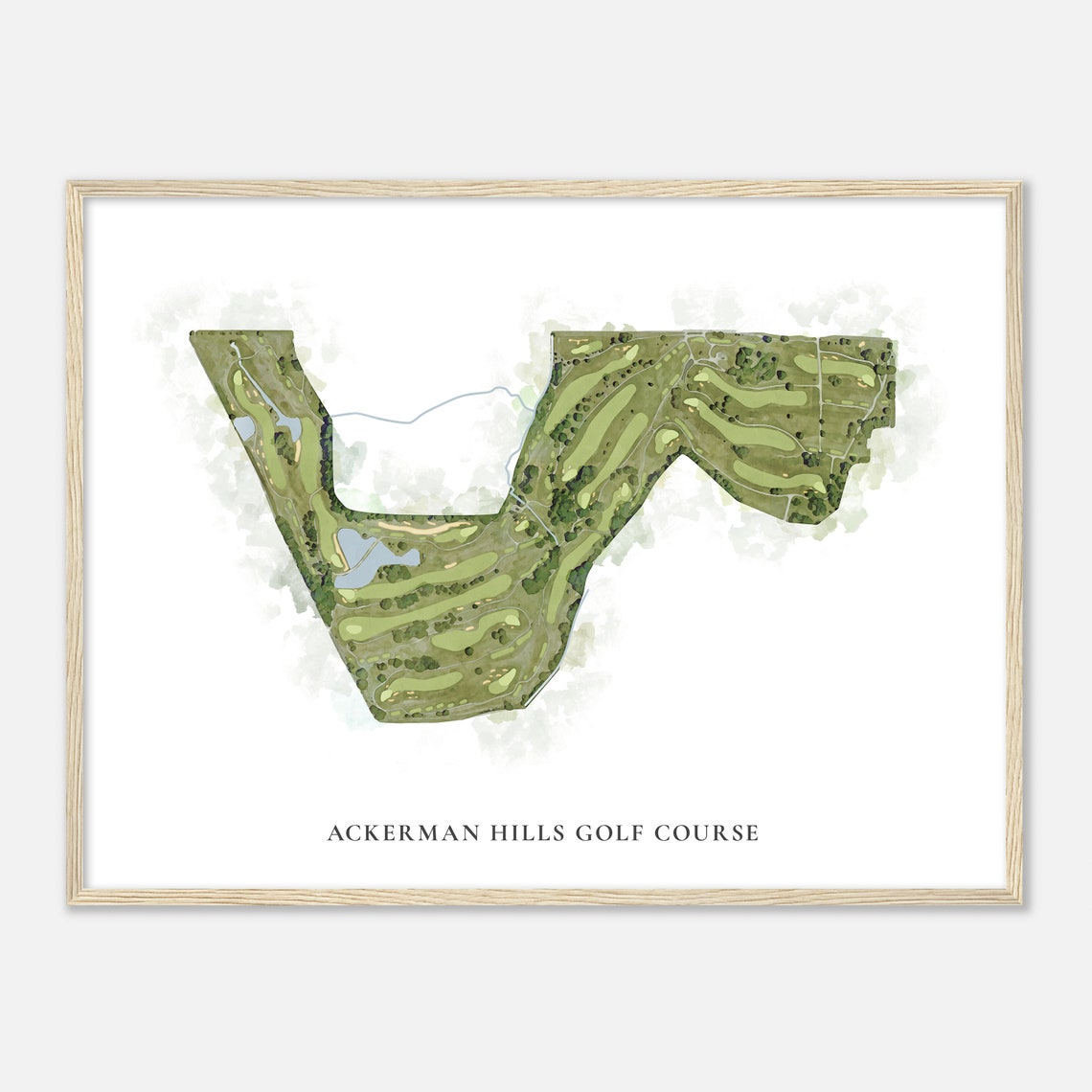 Ackerman Hills Golf Course Indiana Classic Watercolor Map Golfer Gift Golf Wall Art Golf Poster Print Course Layout