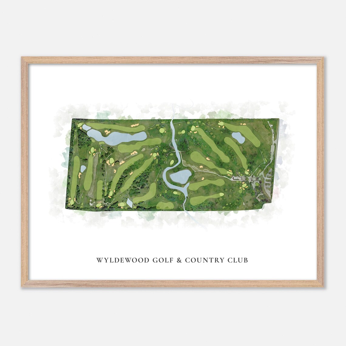 Wyldewood Golf & Country Club Classic Aerial Watercolor Golf Map Poster