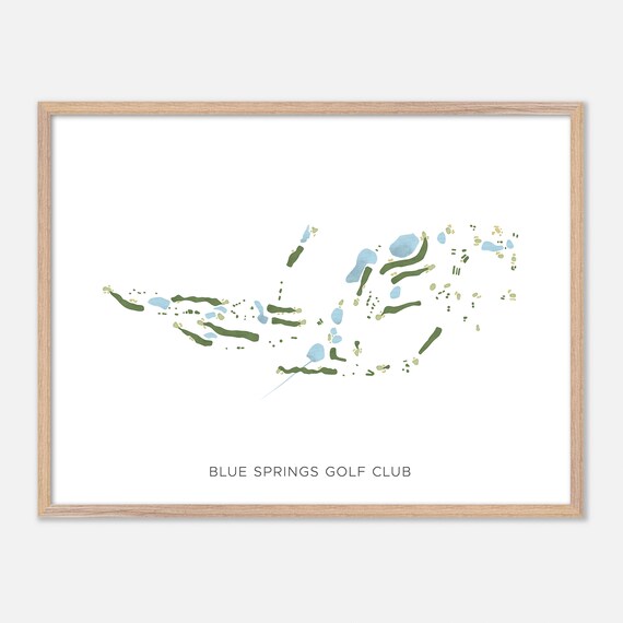 Blue Springs Golf Club Modern Minimalist Watercolor Map Poster