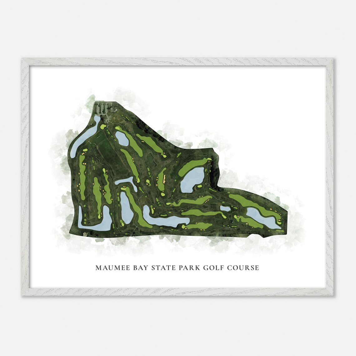 Maumee Bay State Park Golf Course Aerial Watercolor Map Art Poster Gift - Image 4