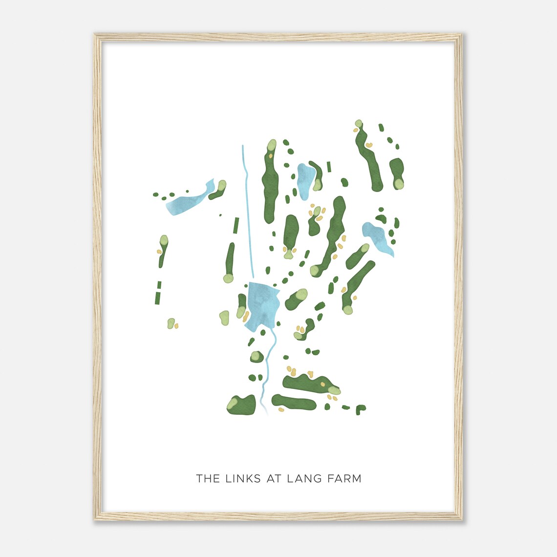 The Links At Lang Farm Vermont Modern Watercolor Map Golfer Gift Golf Wall Art Golf Poster Print Course Layout