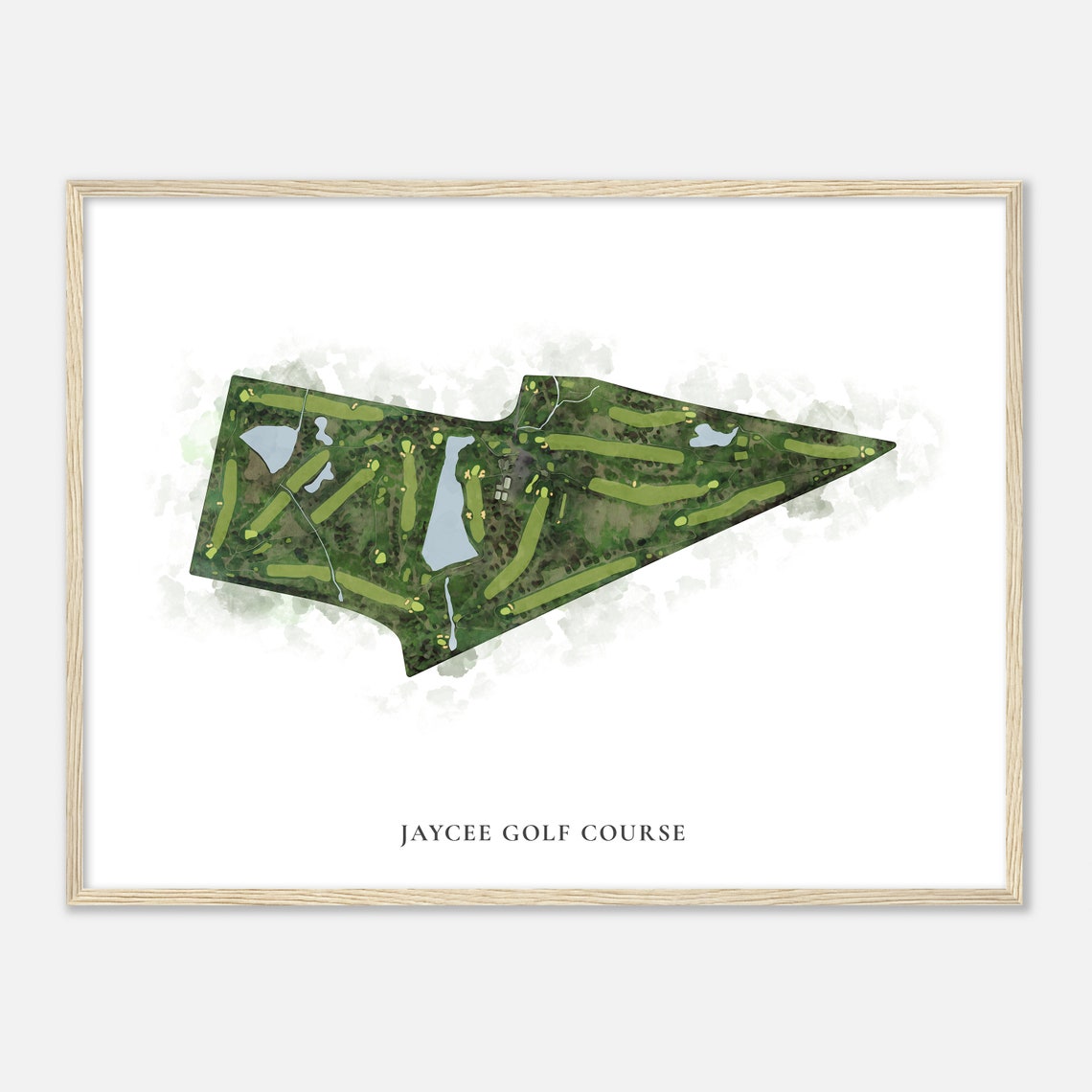 Jaycee Golf Course Classic Watercolor Aerial Course Map Wall Art