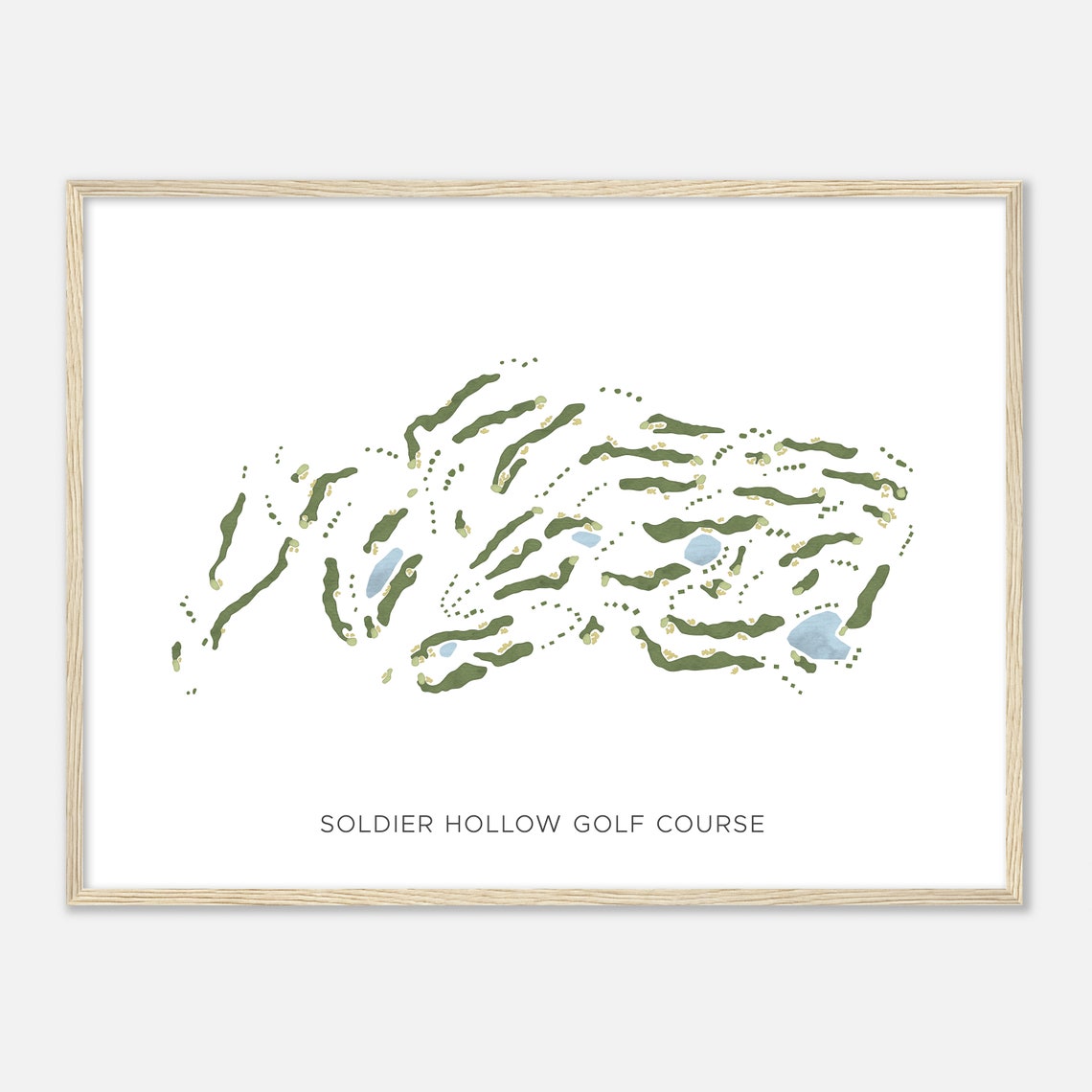Soldier Hollow Golf Course Utah Modern Watercolor Course Map Poster - Image 2