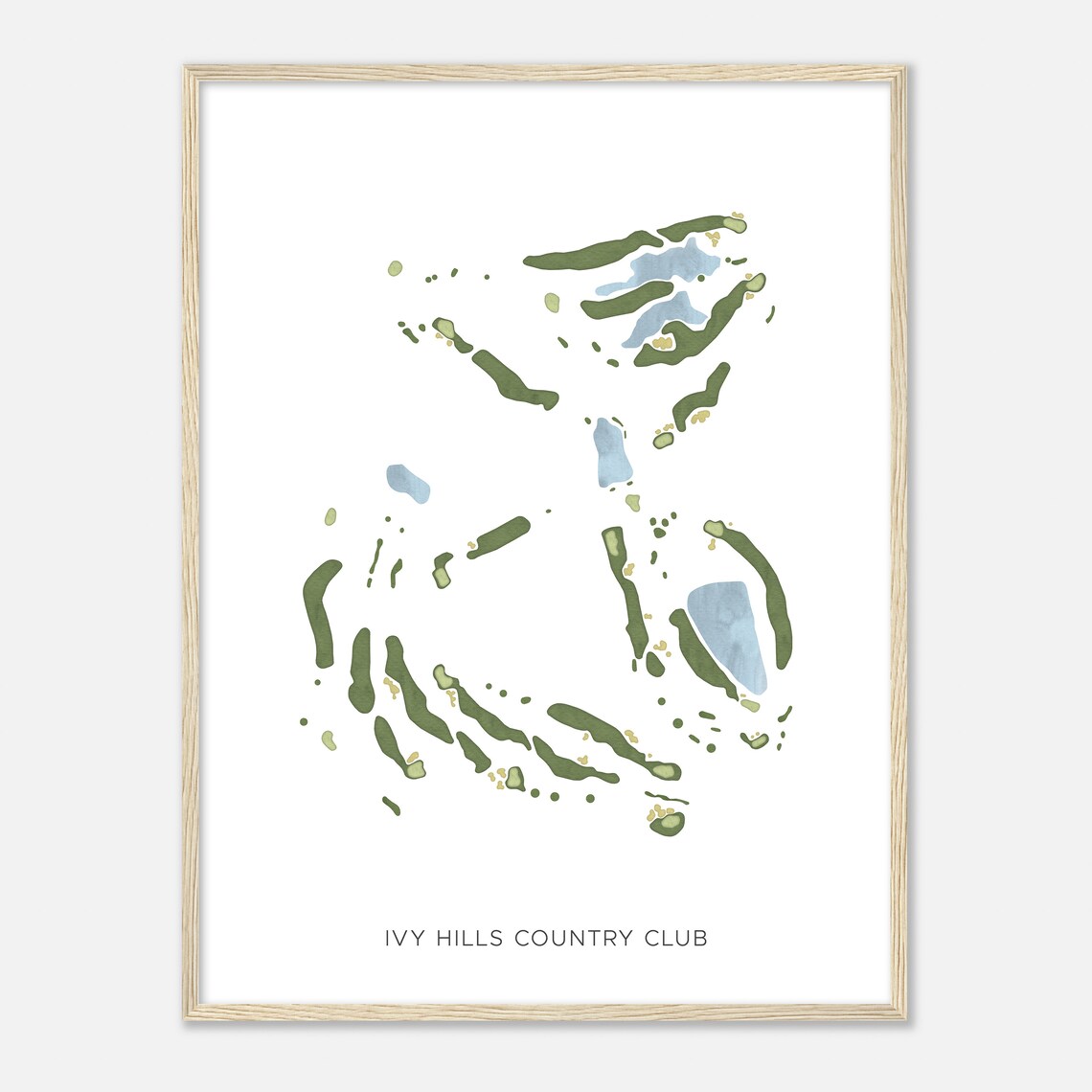 Ivy Hills Country Club Minimalist Watercolor Golf Map Poster - Image 2