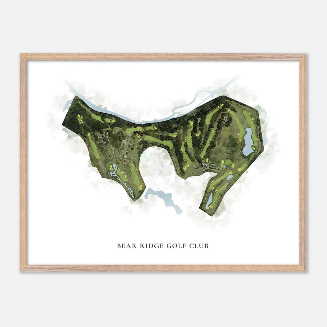 Bear Ridge Golf Club Texas Classic Watercolor Golf Course Map Poster