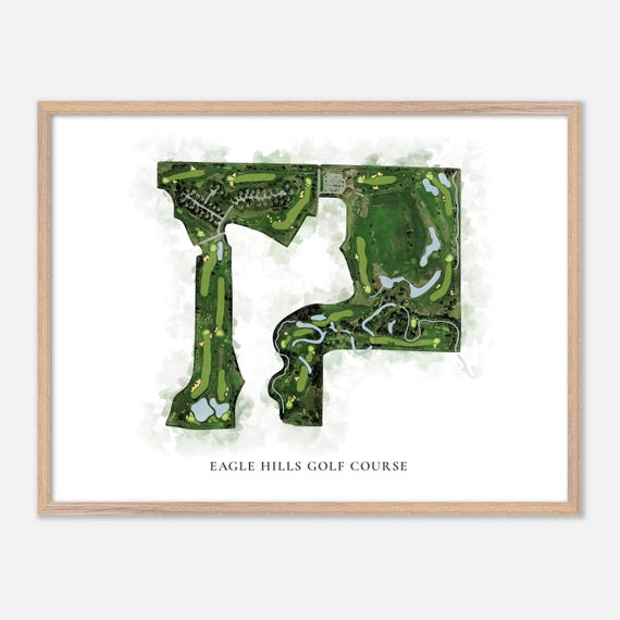 Eagle Hills Golf Course In Papillion Nebraska Classic Watercolor Map Golfer Gift Golf Wall Art Golf Poster Print Course Layout