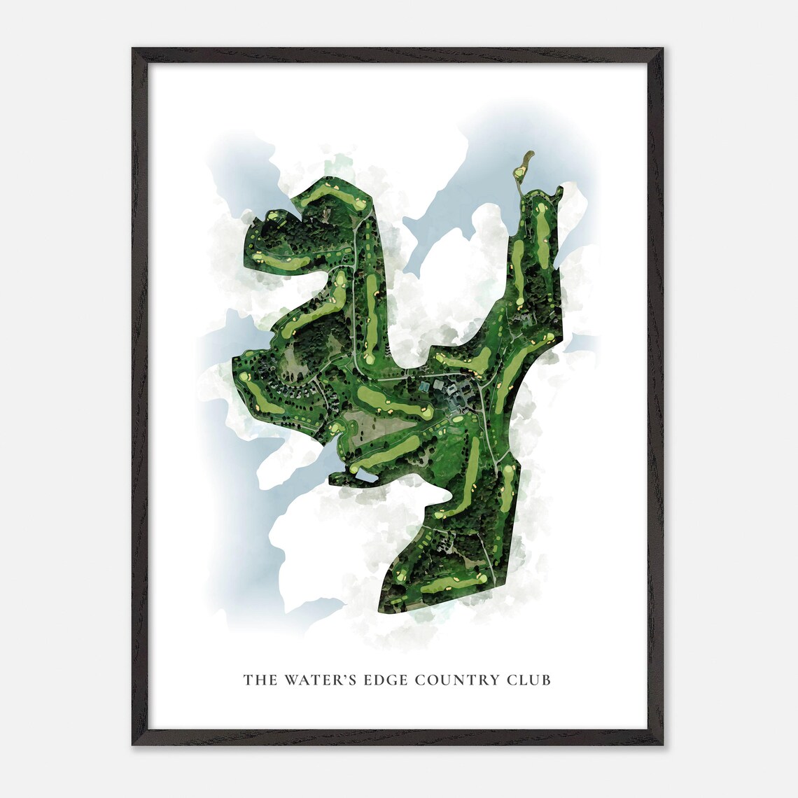 The Waters Edge Country Club Classic Watercolor Aerial Golf Poster - Image 3
