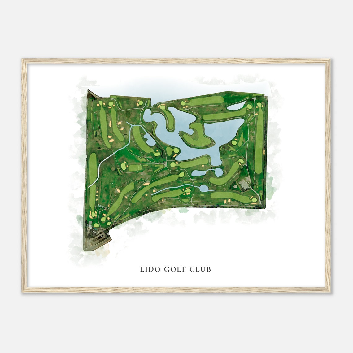 Lido Golf Club Classic Style Watercolor Golf Course Map Poster - Image 2