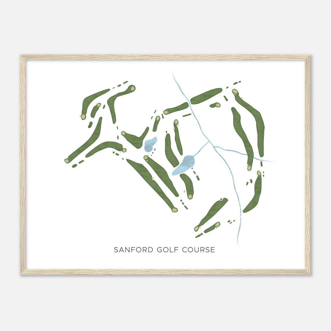 Sanford Golf Course Modern Watercolor Golf Course Map Poster